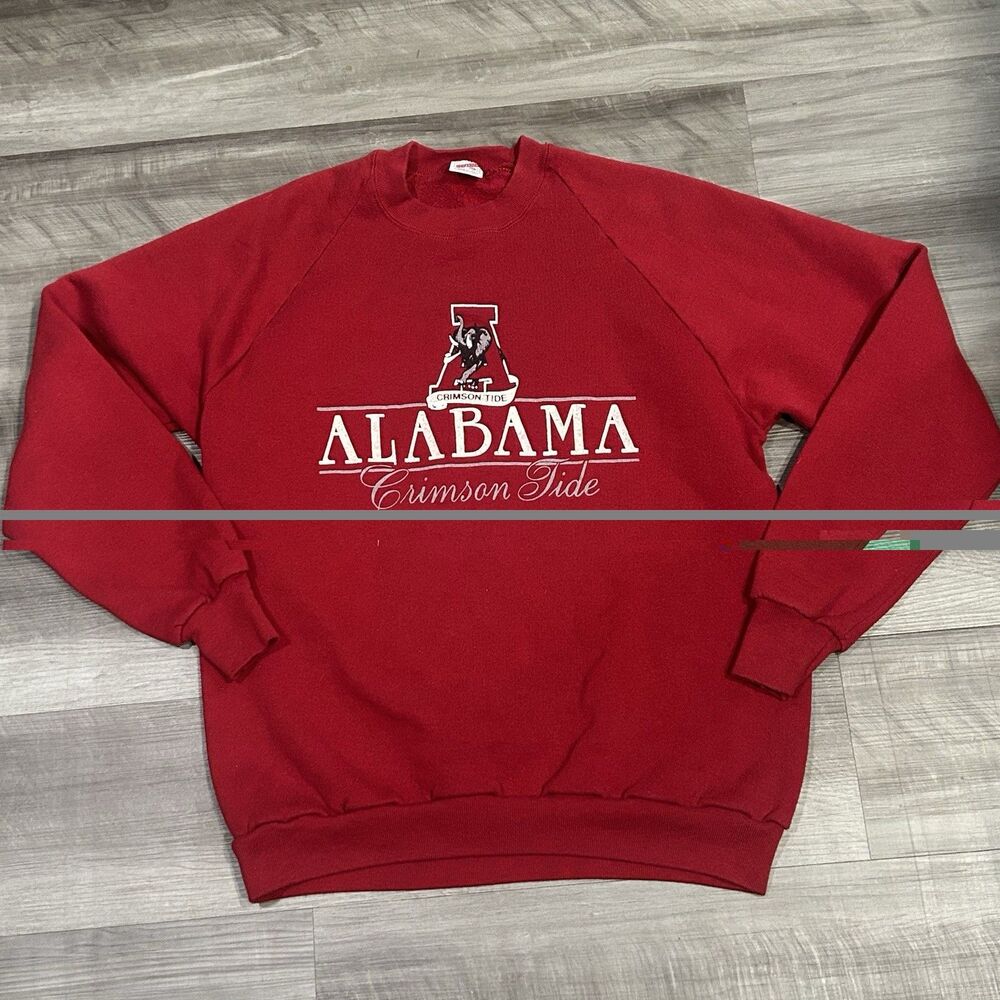 Vintage Alabama Crimson Tide Red Crewneck Sweatshirt 50/50 Blend Made in USA XL